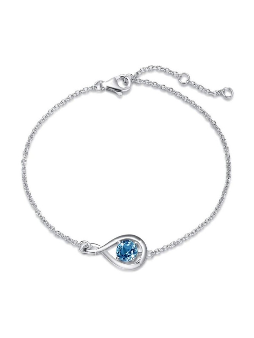 Sterling Silver Blue Topaz Teardrop Bracelet